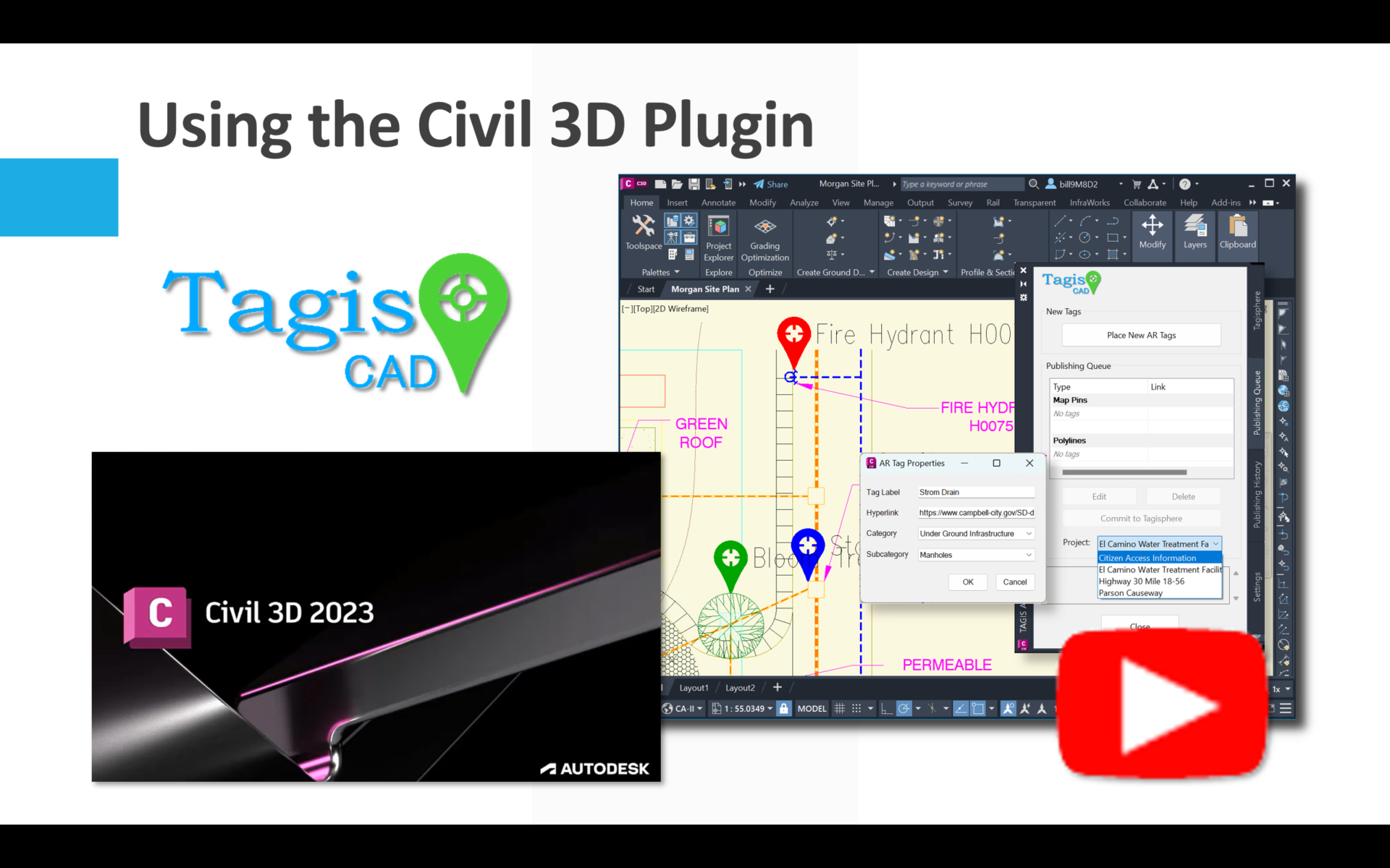 Using Tagis Cad Civil 3D Plugin