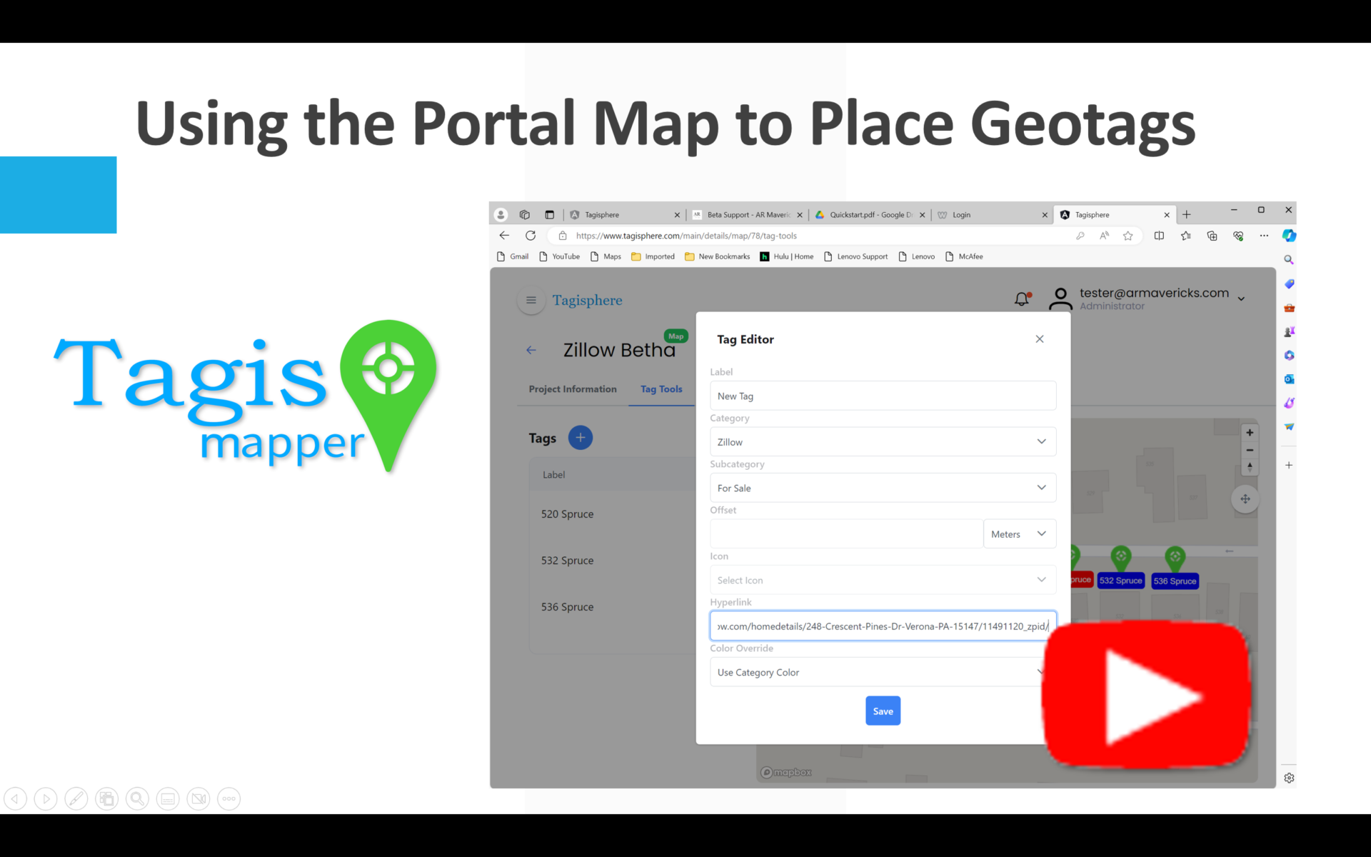Using the Portal Map to Place Tags